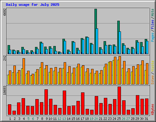 Daily usage for July 2025