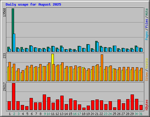 Daily usage for August 2025